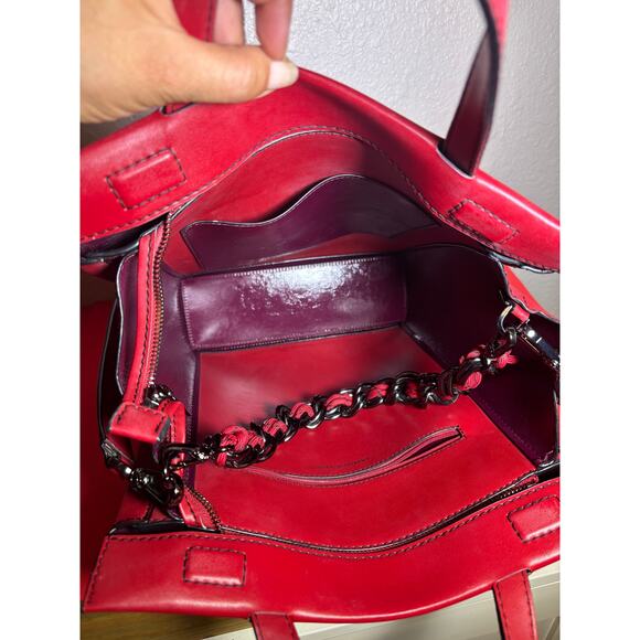 CHARLES & KEITH Tall Tote Bag Faux Large Leather RED - Picture 9 of 9